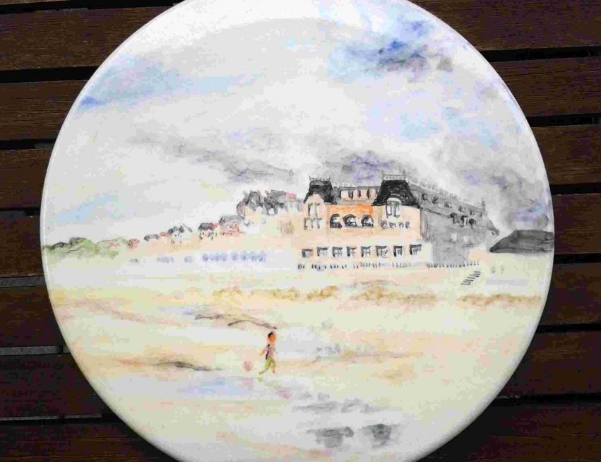 Aqaurellbild auf Keramik, Aufglasurfarbe, Unterglasurfarbe,